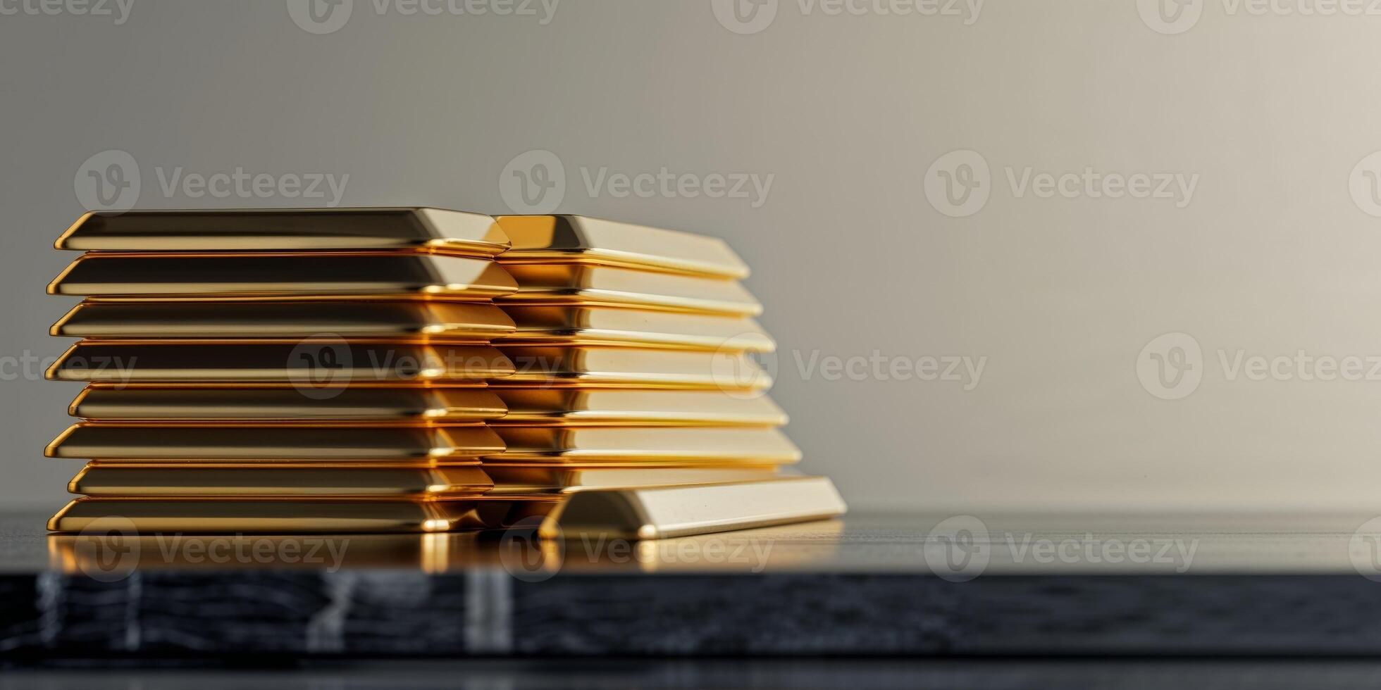 Impressive stacks of gold bars symbolizing wealth and stability in a financial and luxurious setting photo