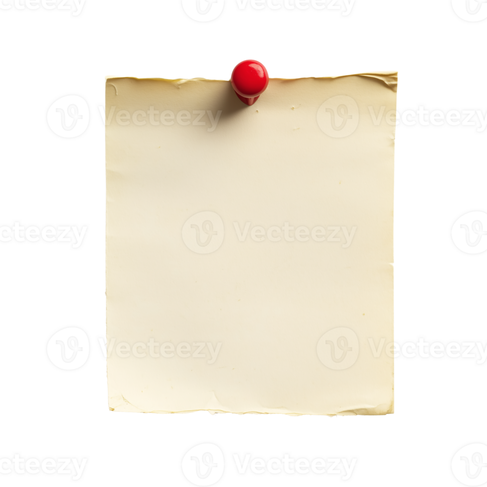Blank Beige Note Paper Pinned Perfect for Your Message on transparent Background png
