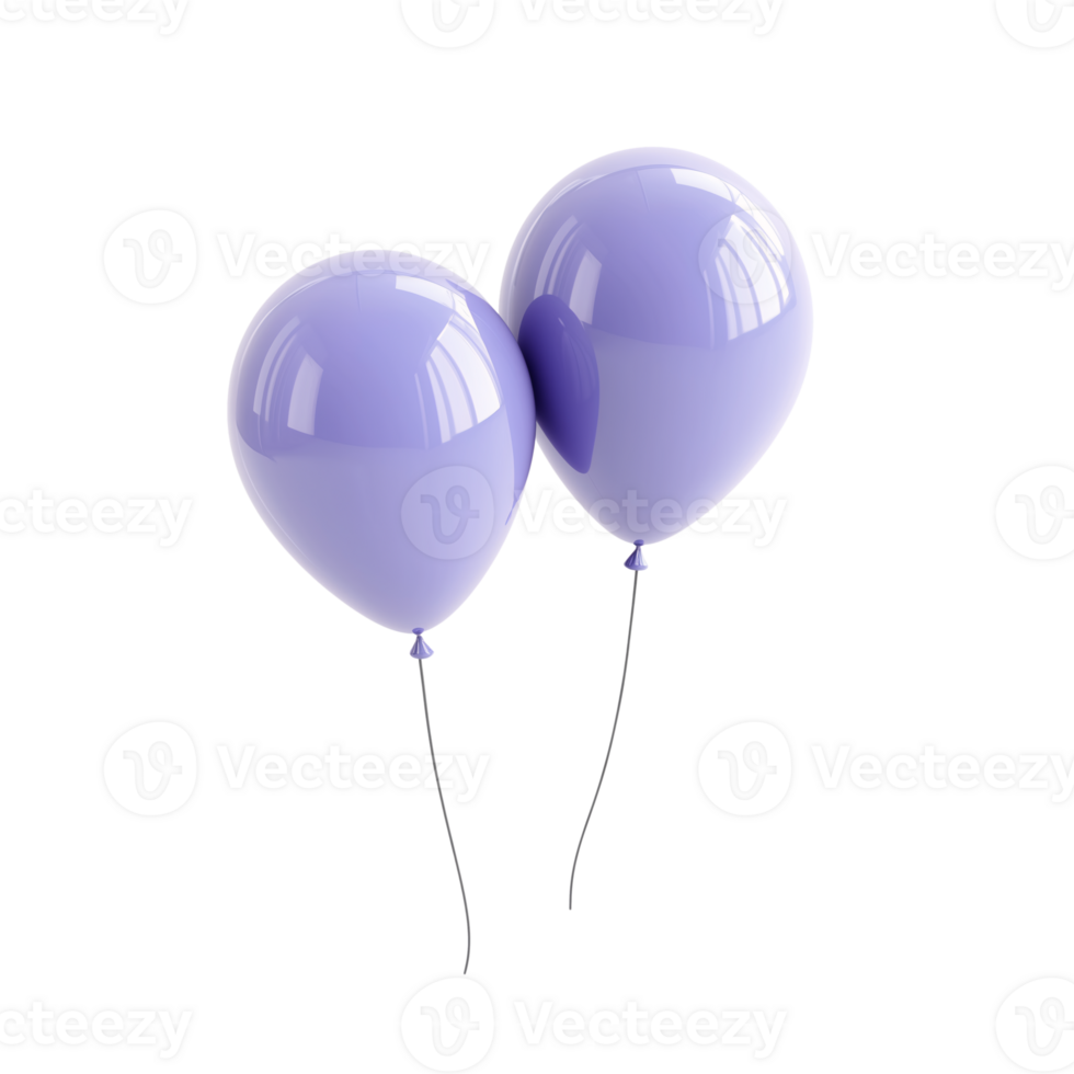 Elegant Lavender Balloons Floating 3D Render of Festive Party Decor png
