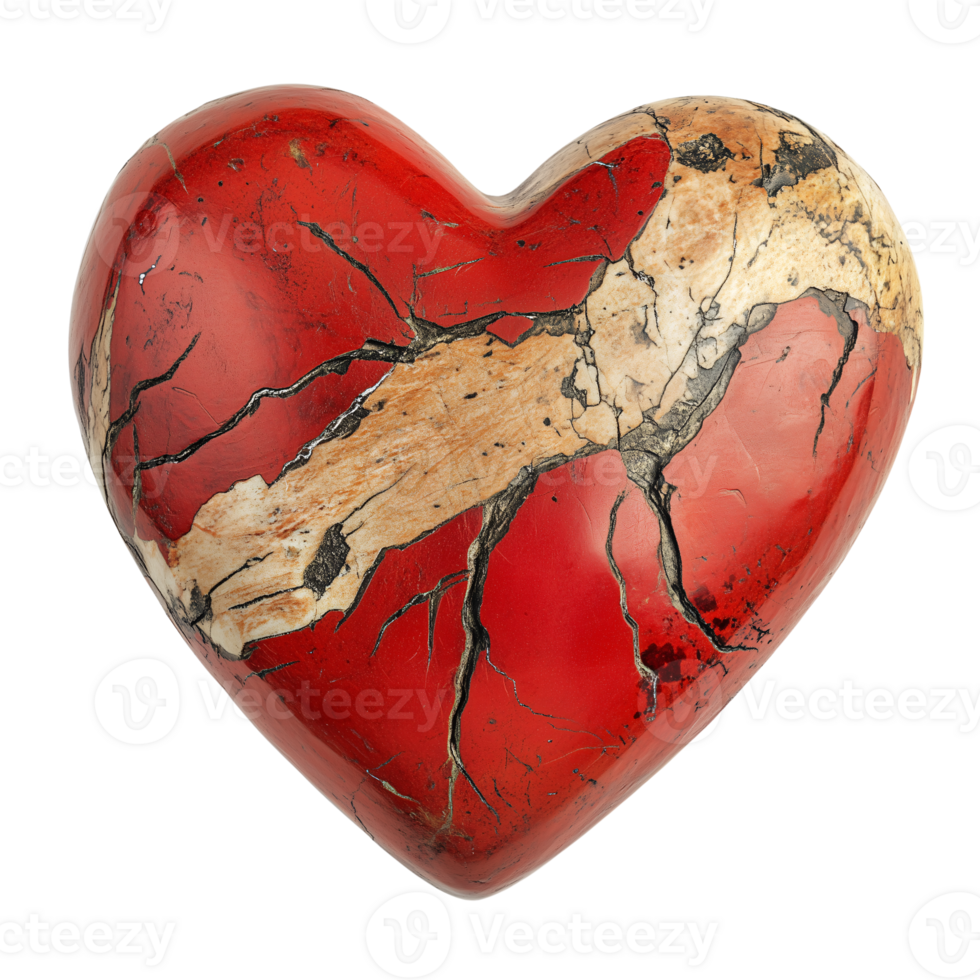 Red Jasper Heart Stone Cracked, Polished, Natural Gemstone png