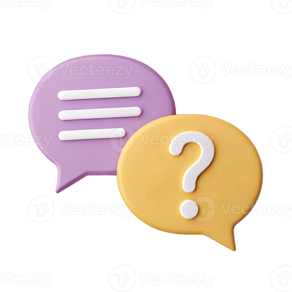 3D Speech Bubbles with Text and Question Mark png