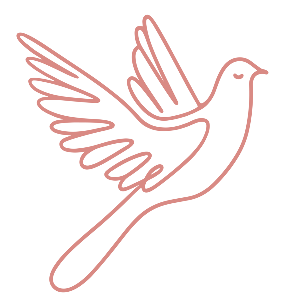 Dove of peace pink aesthetic line art minimalist logo drawing concept christian symbol simple minimal bird preppy coquette girly illustration isolated on transparent background png