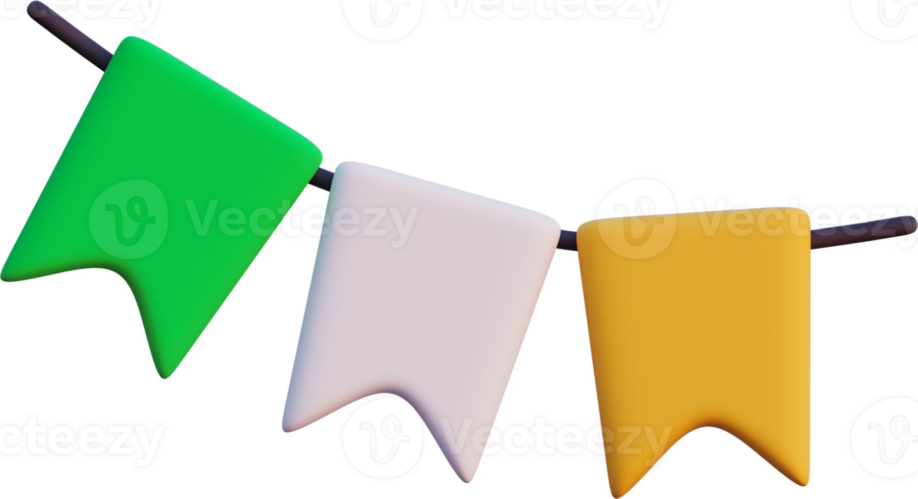 Three flags hanging on a string png