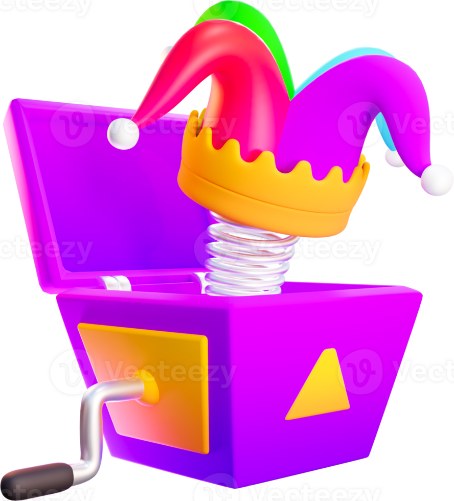 A purple box with a jester hat inside png