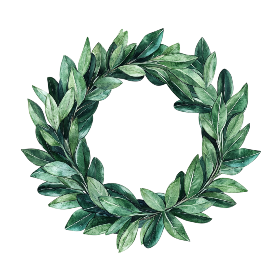 Lush Green Leaf Wreath for Botanical and Natural Elements png