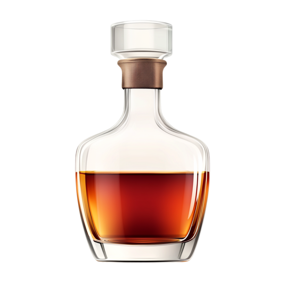 Elegant Whiskey Decanter with Amber Liquid and Class png