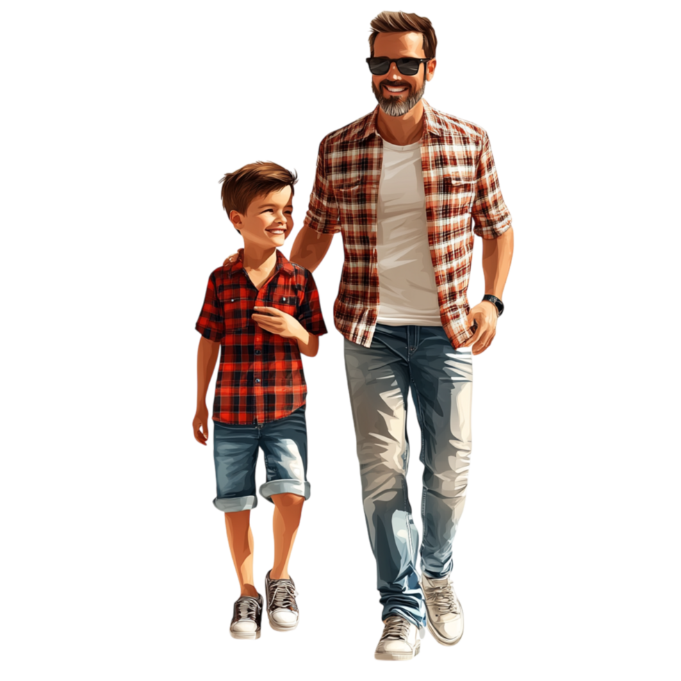 Cute Father and Son with Big Smiles and Happy Expressions png
