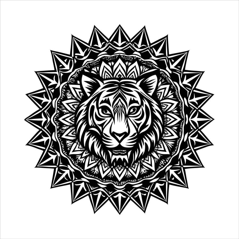 Tiger Head Mandala vector