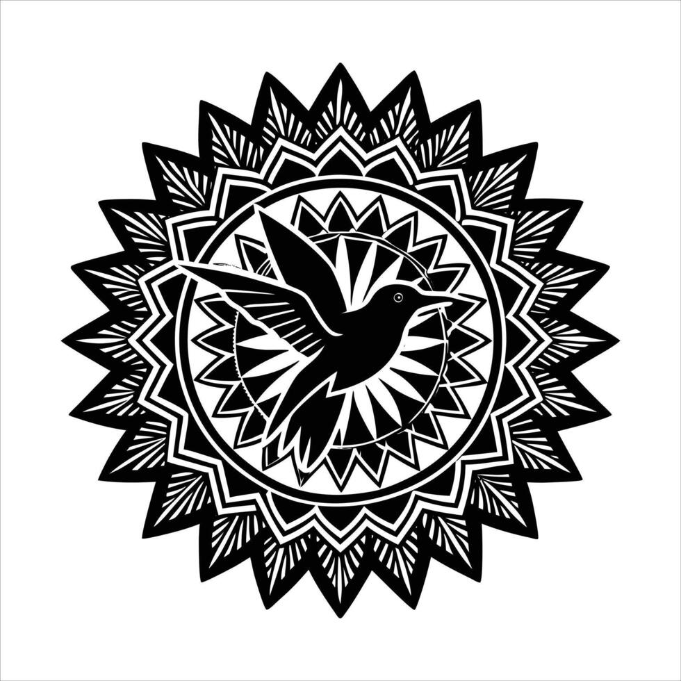 Humming Bird Mandala vector