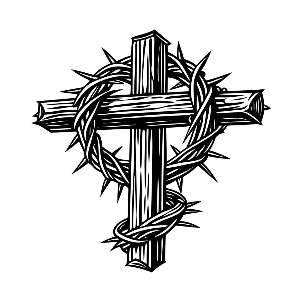 Crown Thorns Cross vector