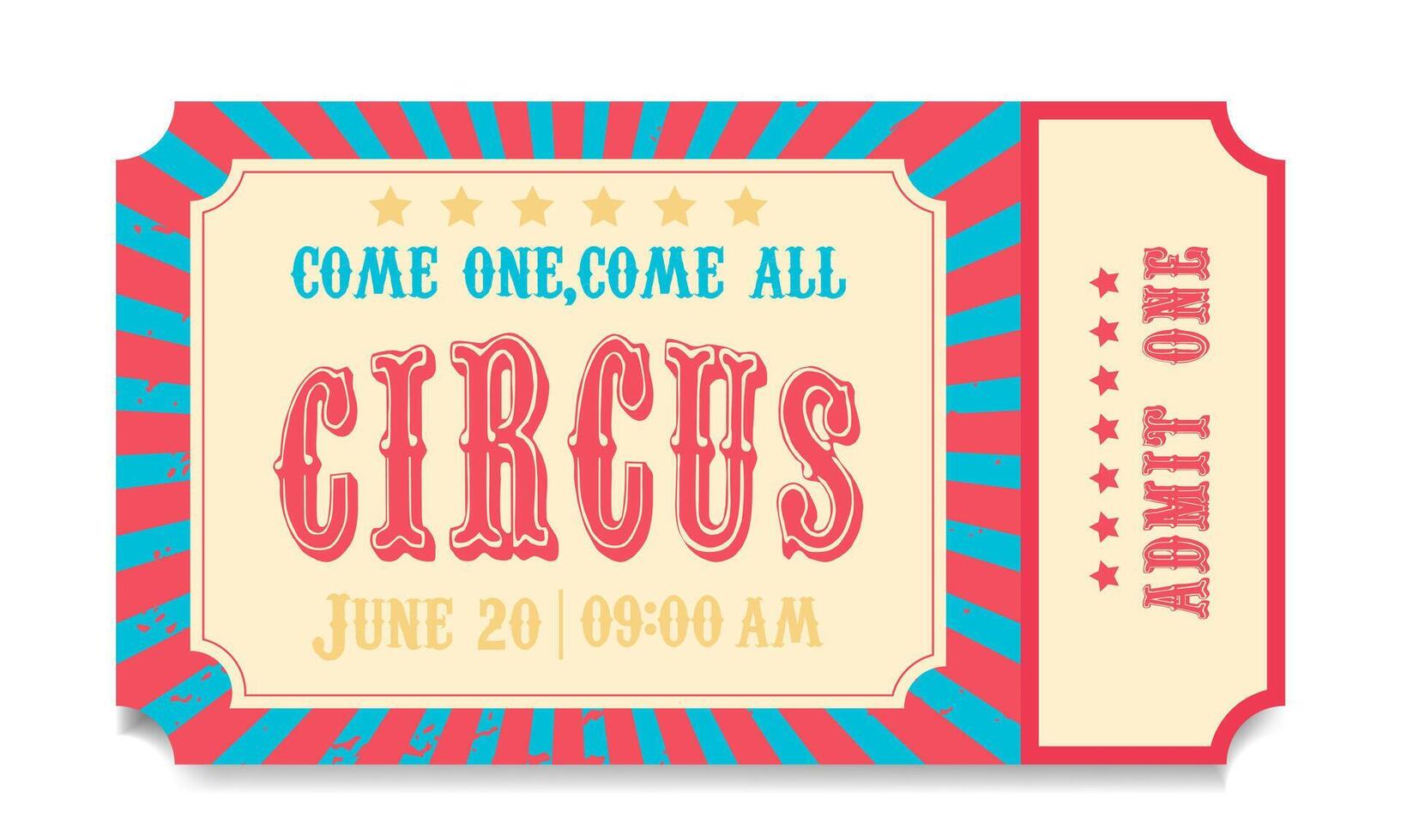 retro circus ticket, vintage pass ticket vector