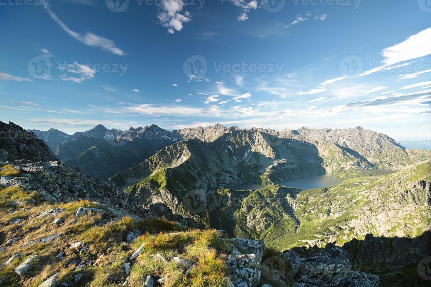 View of the Carpathian Mountains during sunrise, June photo