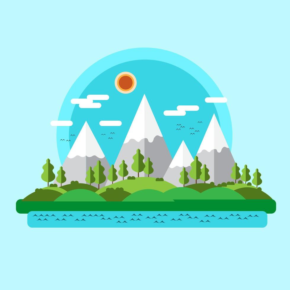 Flat Design Landscape Nature Mountain vector