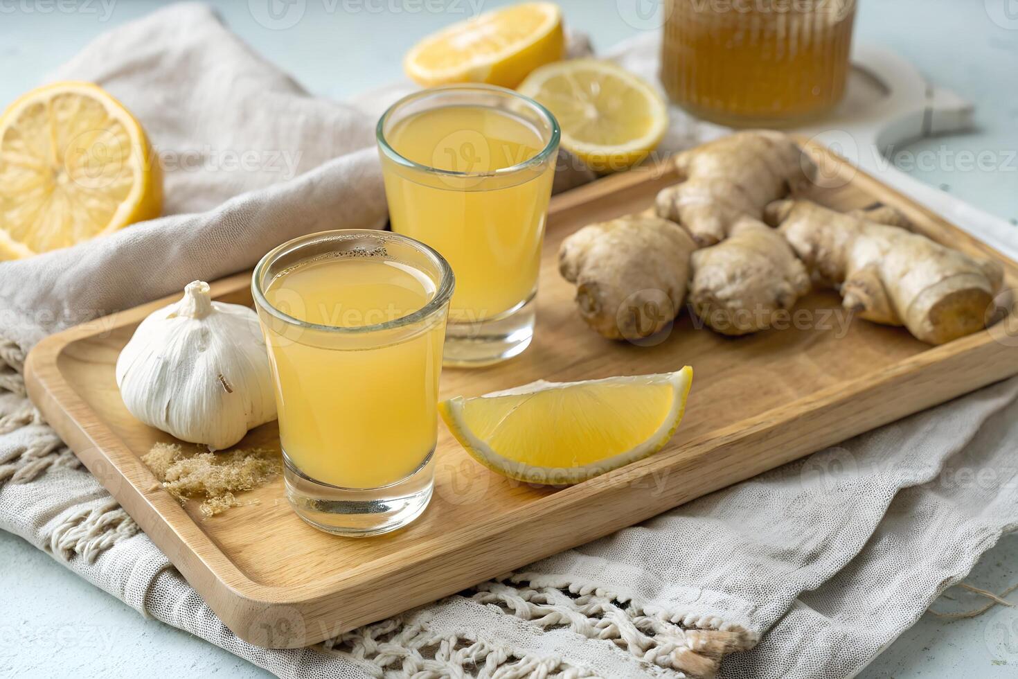 Fresh Ginger, Garlic, and Lemon Juice for Immunity Boost photo