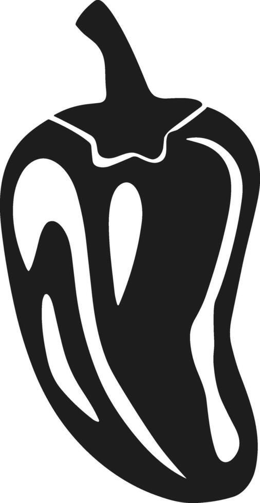 Black Silhouette Chili Pepper - Spicy Hot Pepper Illustration for Culinary Designs vector