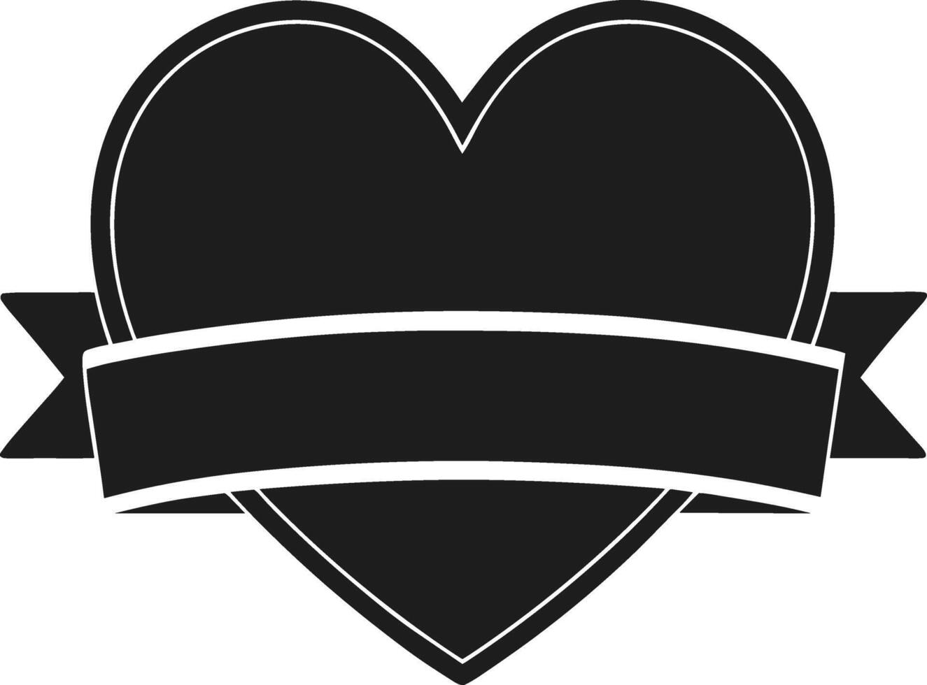 Black Heart with Blank Ribbon Banner - Editable Design vector