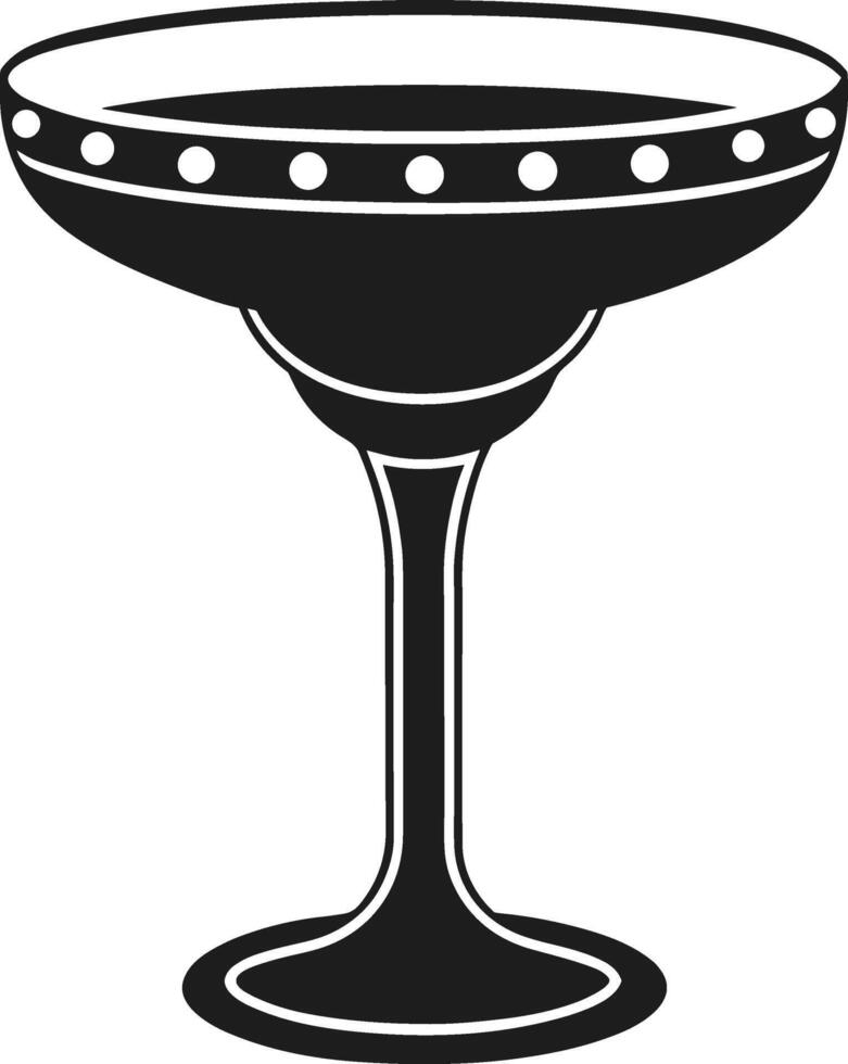 Elegant Margarita Glass with Decorative Rim - Black Silhouette vector
