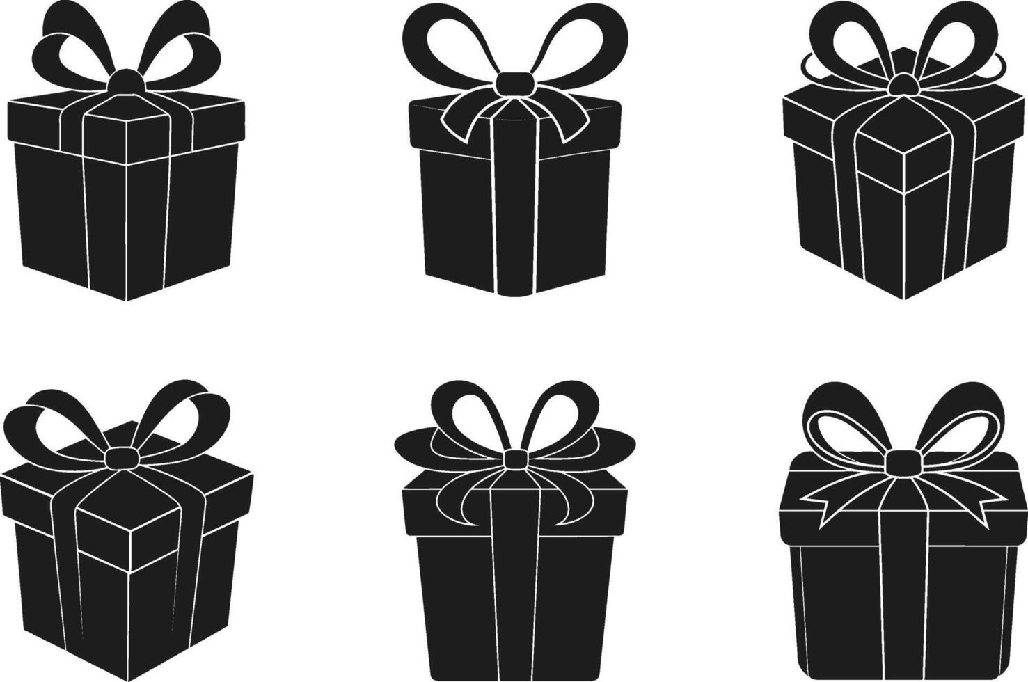 Set of Elegant Gift Box Silhouettes - Illustration for Mother's Day and Celebrations vector
