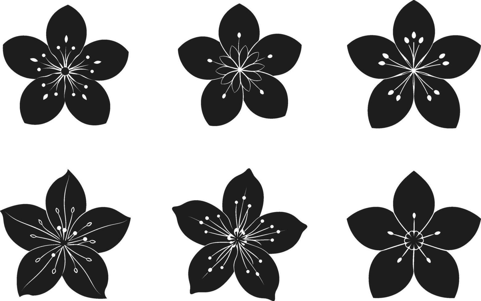 An Elegant Cherry Blossom Silhouette Set - Minimalist Floral for Spring Designs vector