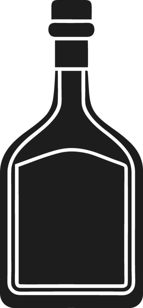Minimalist Liquor Bottle Silhouette - Black Alcohol Bottle Icon for Beverage Design vector