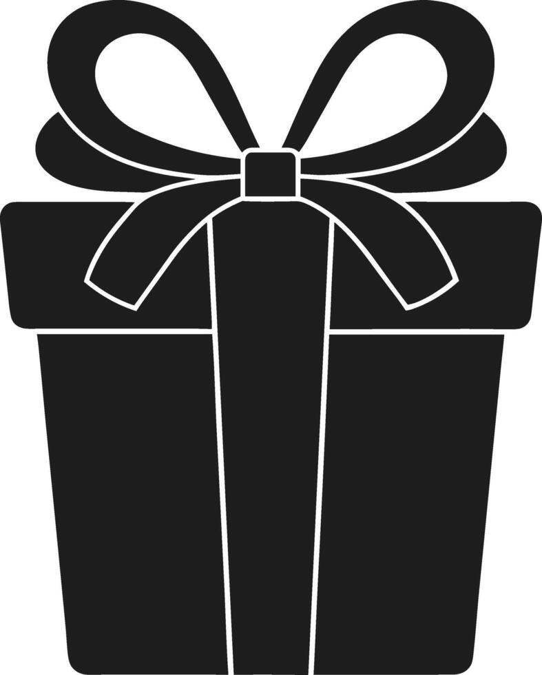 Gift Box Silhouette with Ribbon Bow - Illustration vector