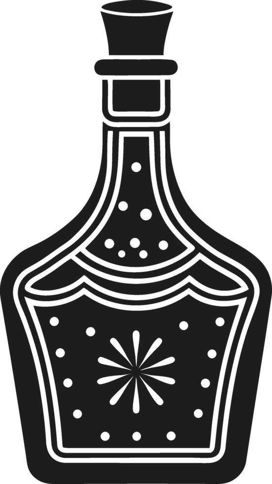 Decorative Liquor Bottle - Vintage Alcohol Bottle Icon with Ornamental Design vector