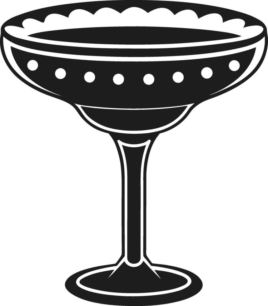 Vintage Margarita Glass with Decorative Details - Black Silhouette vector