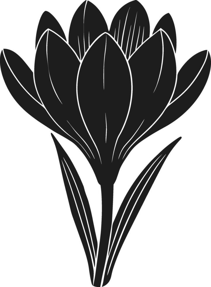 Elegant Crocus Flower Silhouette - Minimalist Spring Botanical vector