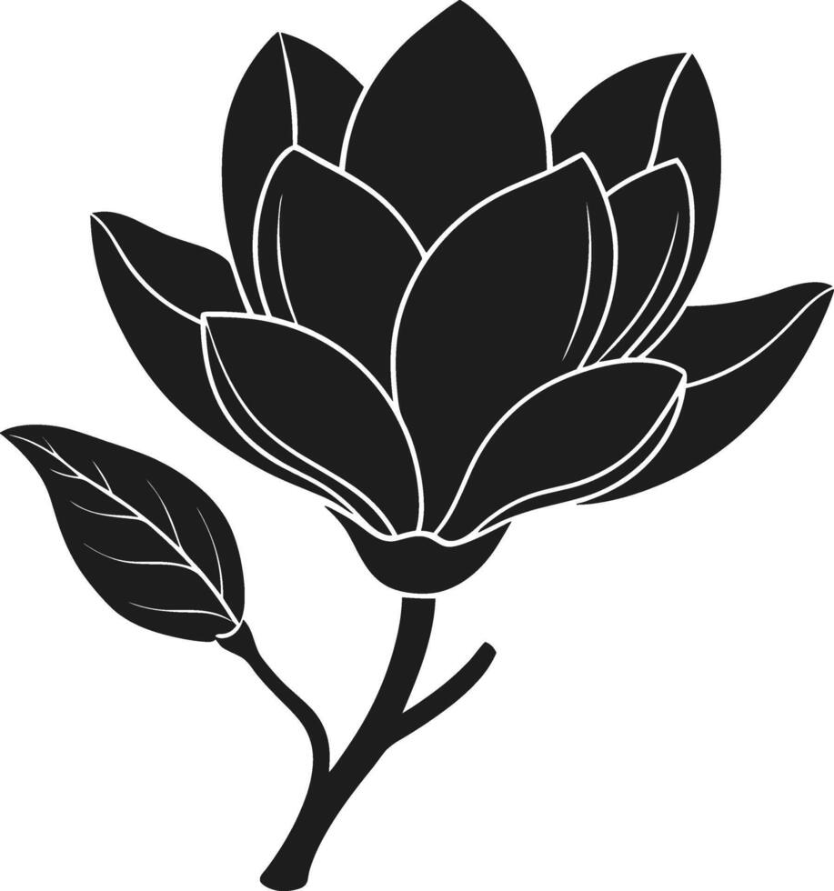 Magnolia Flower Silhouette - Elegant Botanical for Spring Designs vector