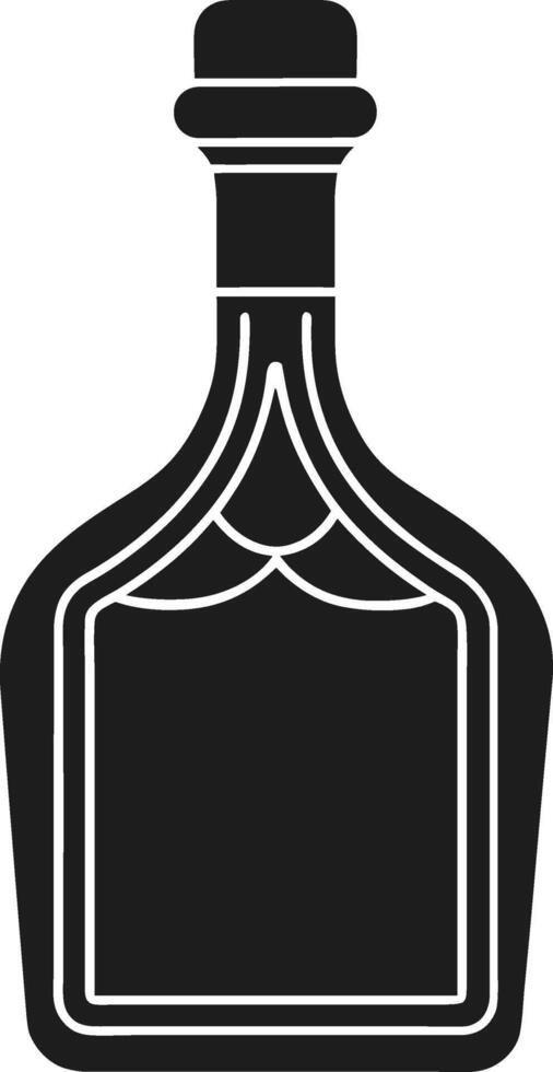 Vintage Liquor Bottle - Elegant Black Alcohol Bottle Silhouette for Branding and Design vector
