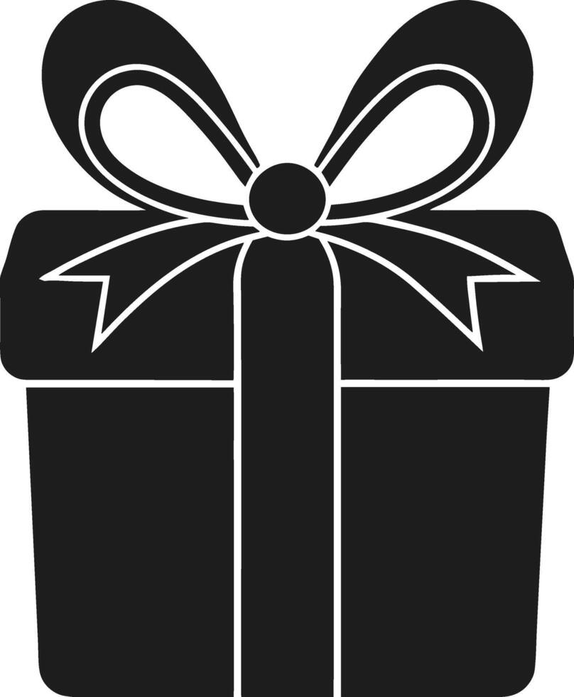 An Elegant Gift Box Silhouette with Ribbon Bow - Illustration vector