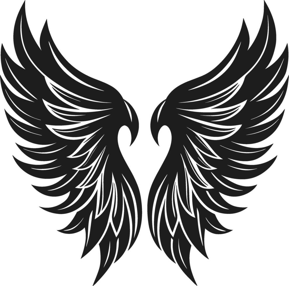Black Angel Wings Illustration - Elegant Feathered Wing Design vector