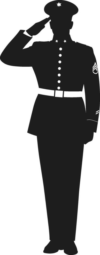 Military Officer Saluting Silhouette Illustration vector