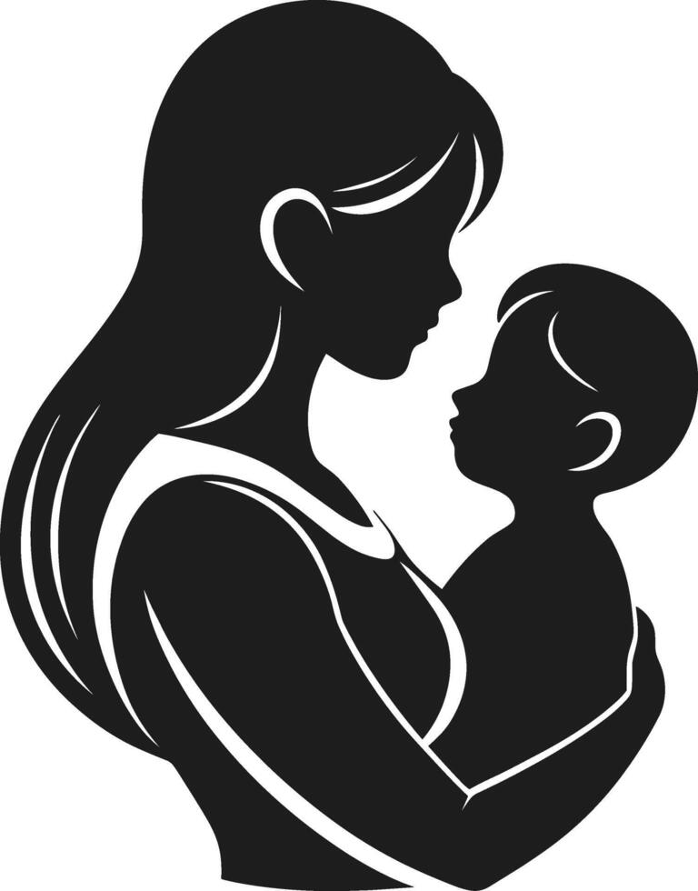 Mother Holding Baby Silhouette - Minimalist Family Love Illustration vector