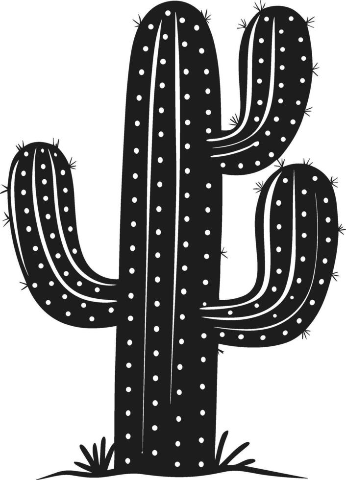Stylized Saguaro Cactus Silhouette - Desert Illustration vector