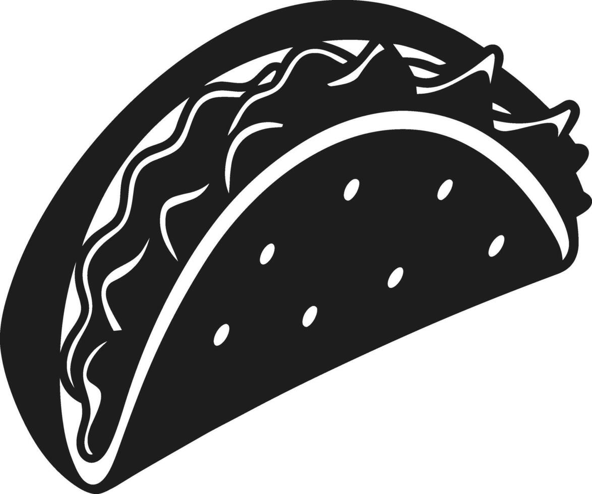 Mexican Taco Silhouette - Black Street Food Icon Illustration vector