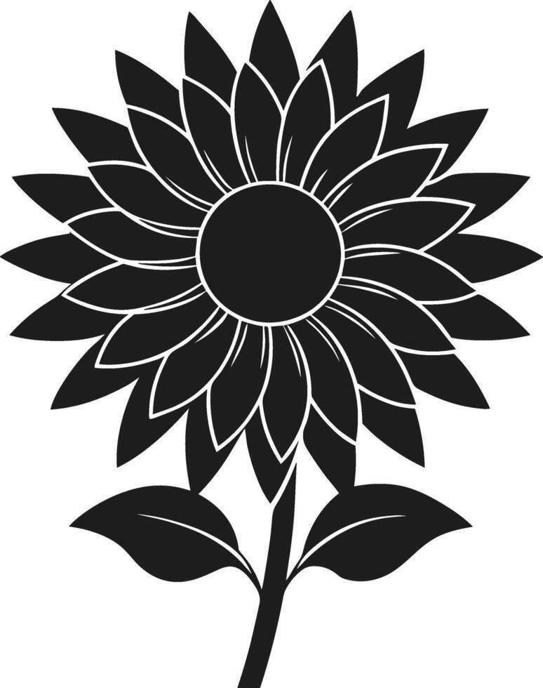 Elegant Sunflower Silhouette - Black Illustration vector