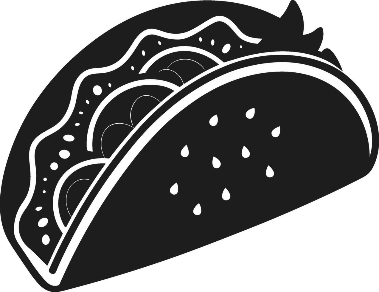 Taco Icon - Mexican Street Food Silhouette in Black Design vector
