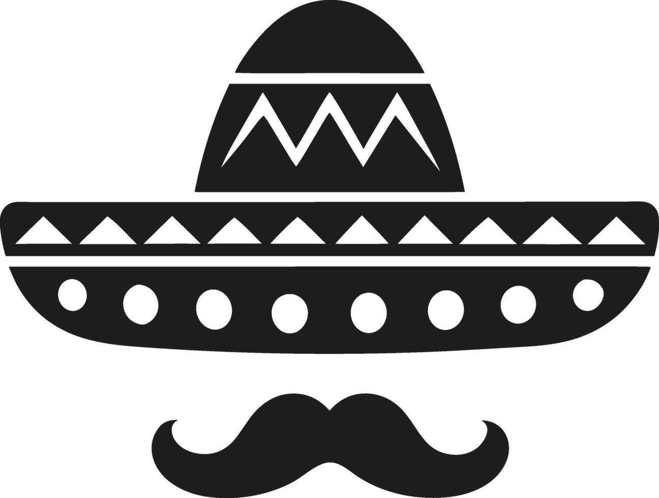 Mexican Sombrero and Mustache Icon - Cultural Fiesta Symbol vector