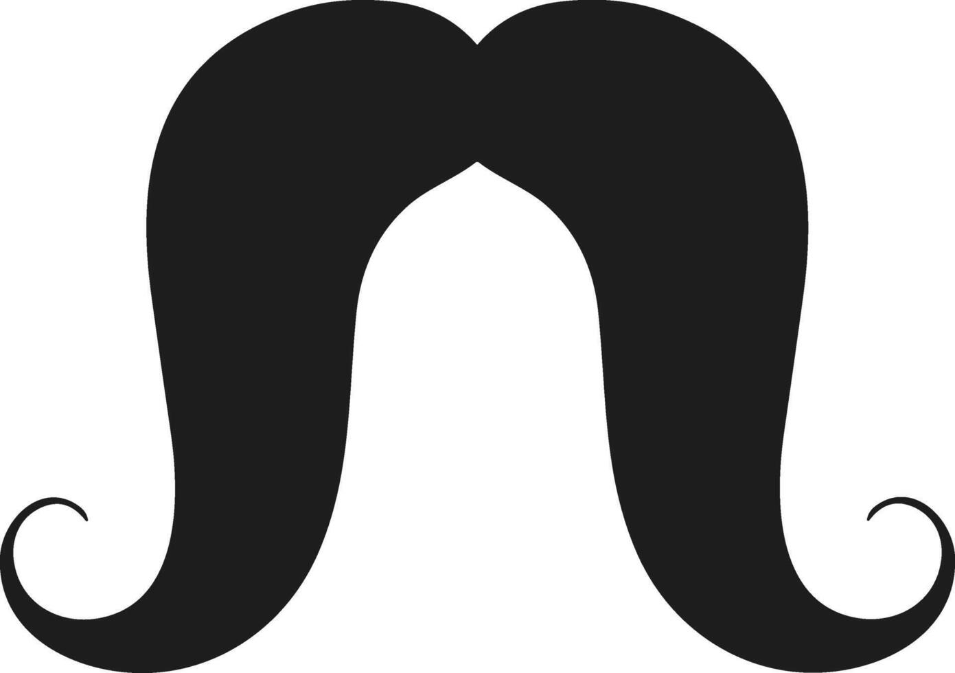Stylish Twirled Mustache Silhouette - Black Illustration vector