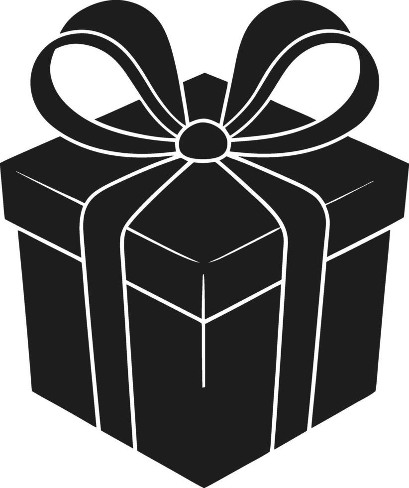 3D Gift Box Silhouette with Ribbon Bow - Illustration vector
