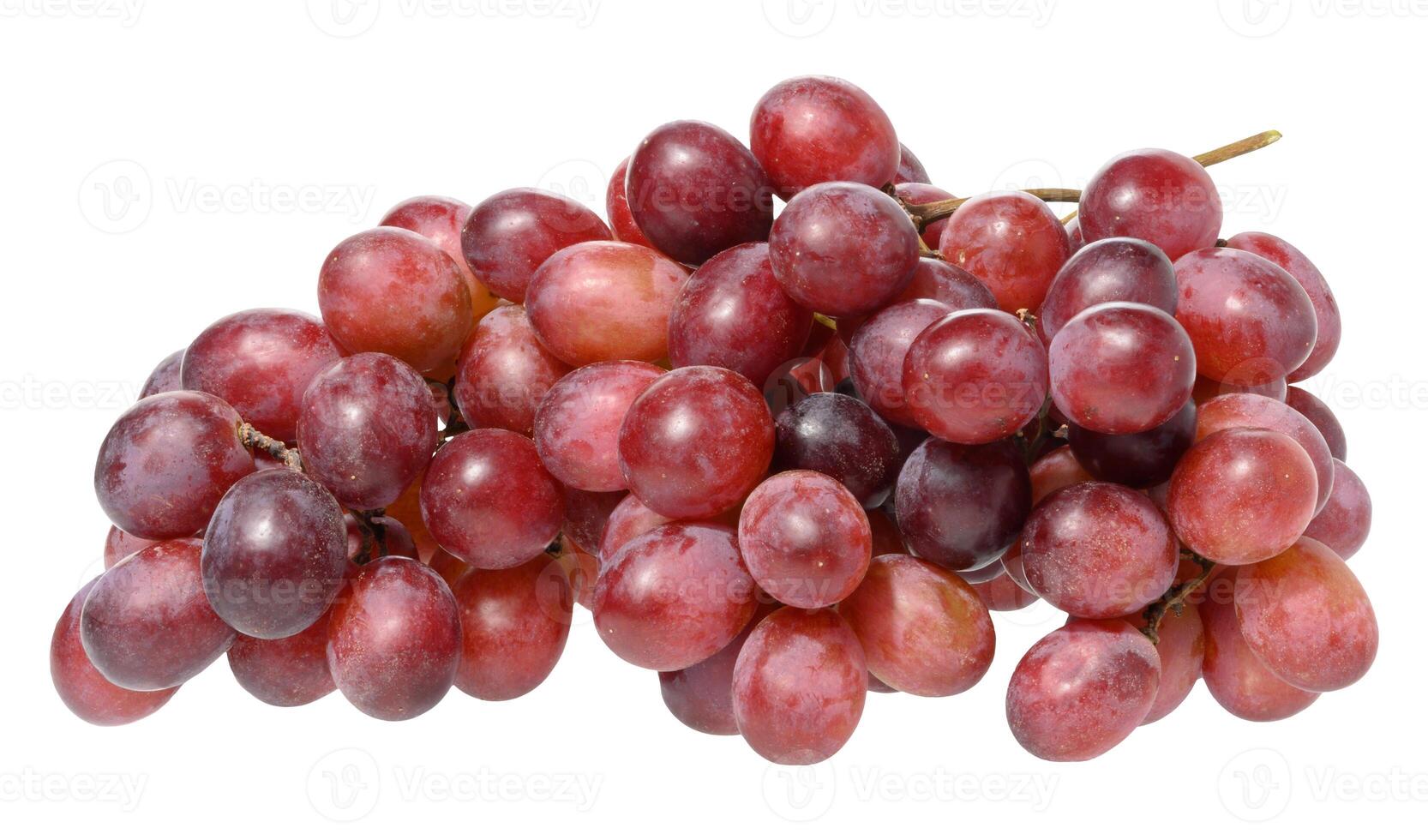 Bunch of ripe, red grapes, isolated background. The grapes are clustered together, showcasing their vibrant color and fresh appearance photo
