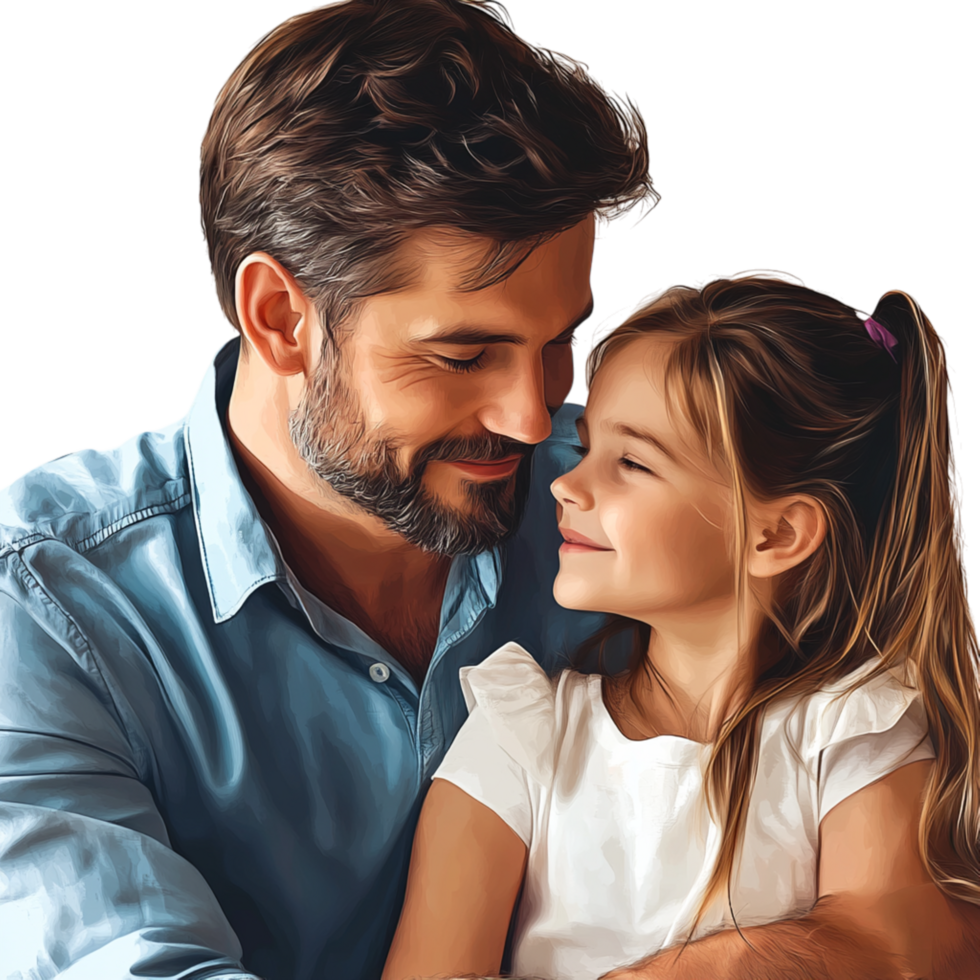 Father and Daughter Smiling at Each Other with Love and Happiness png