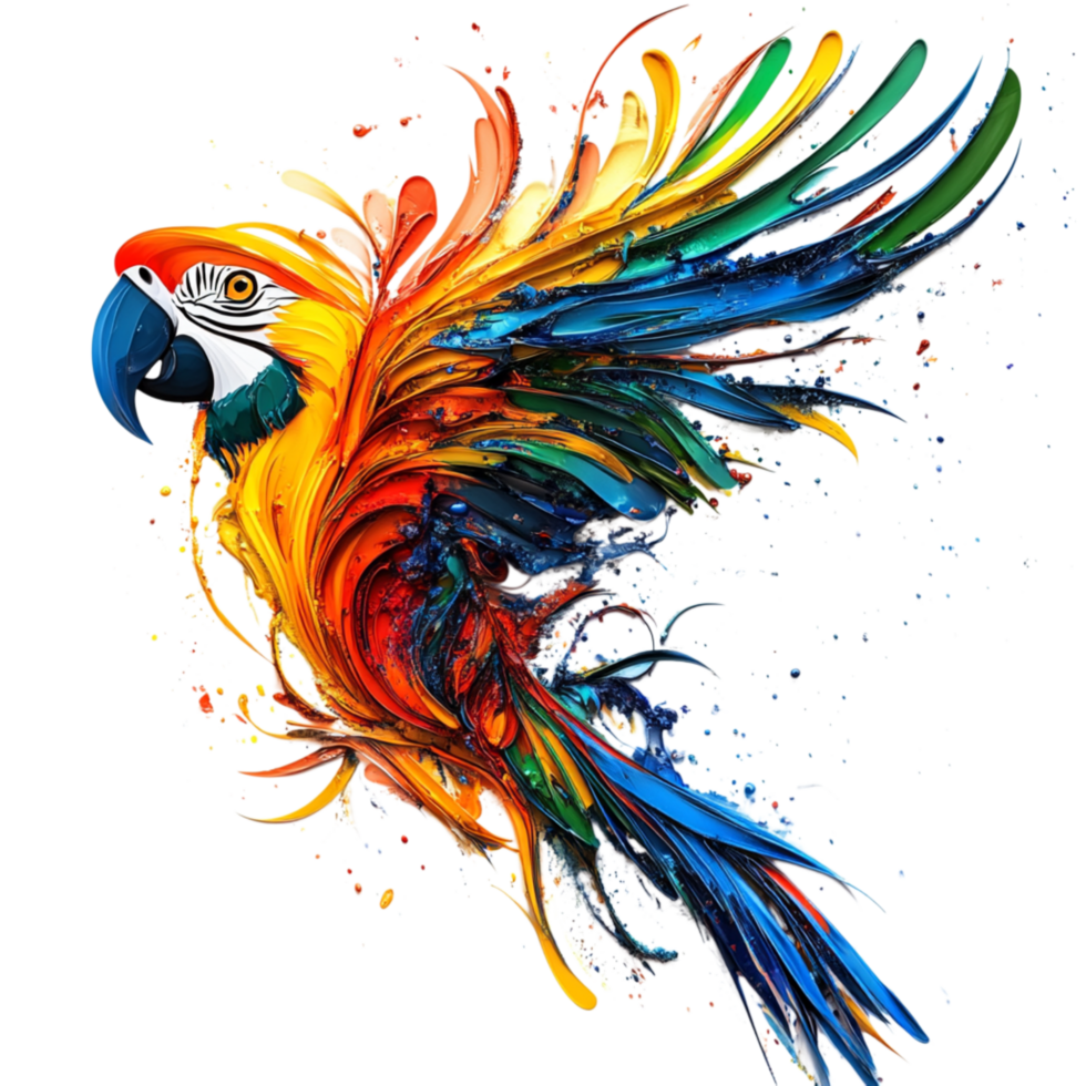Vibrant Abstract Parrot with Colorful Paint Splash Effect png