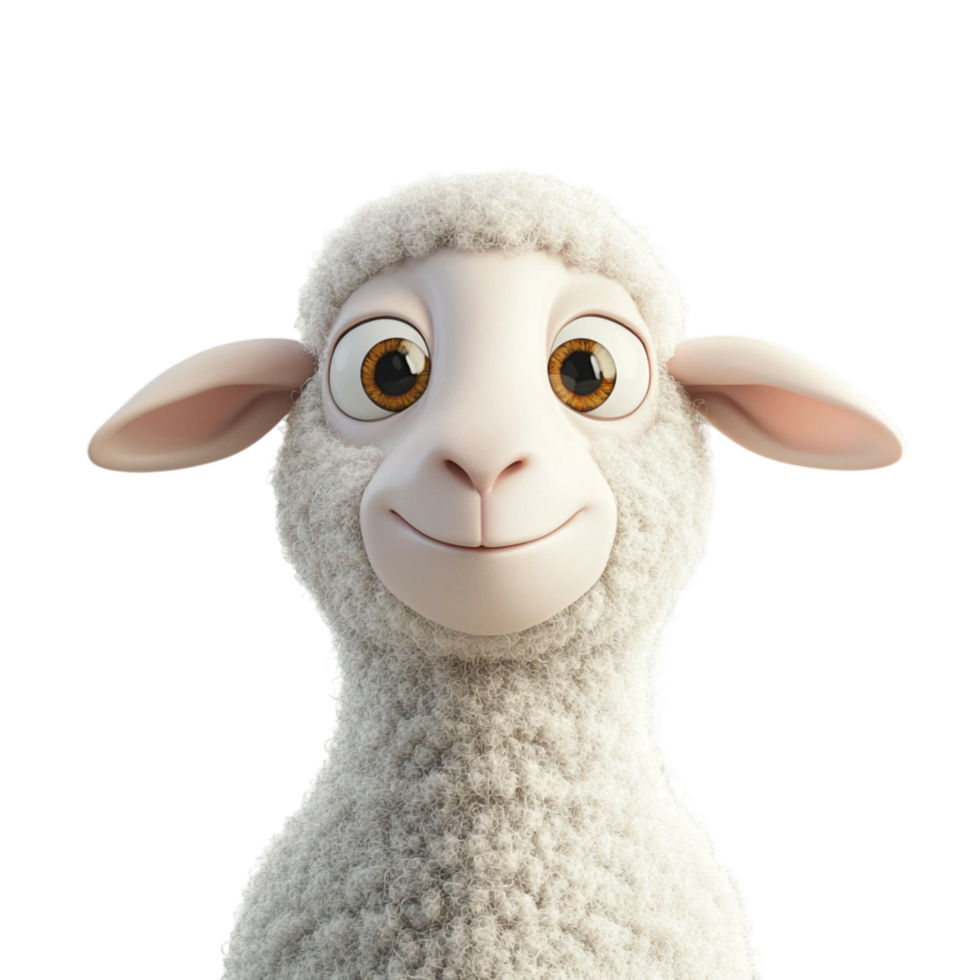 Realistic Happy Sheep with Gentle Expression and Soft White Fur png
