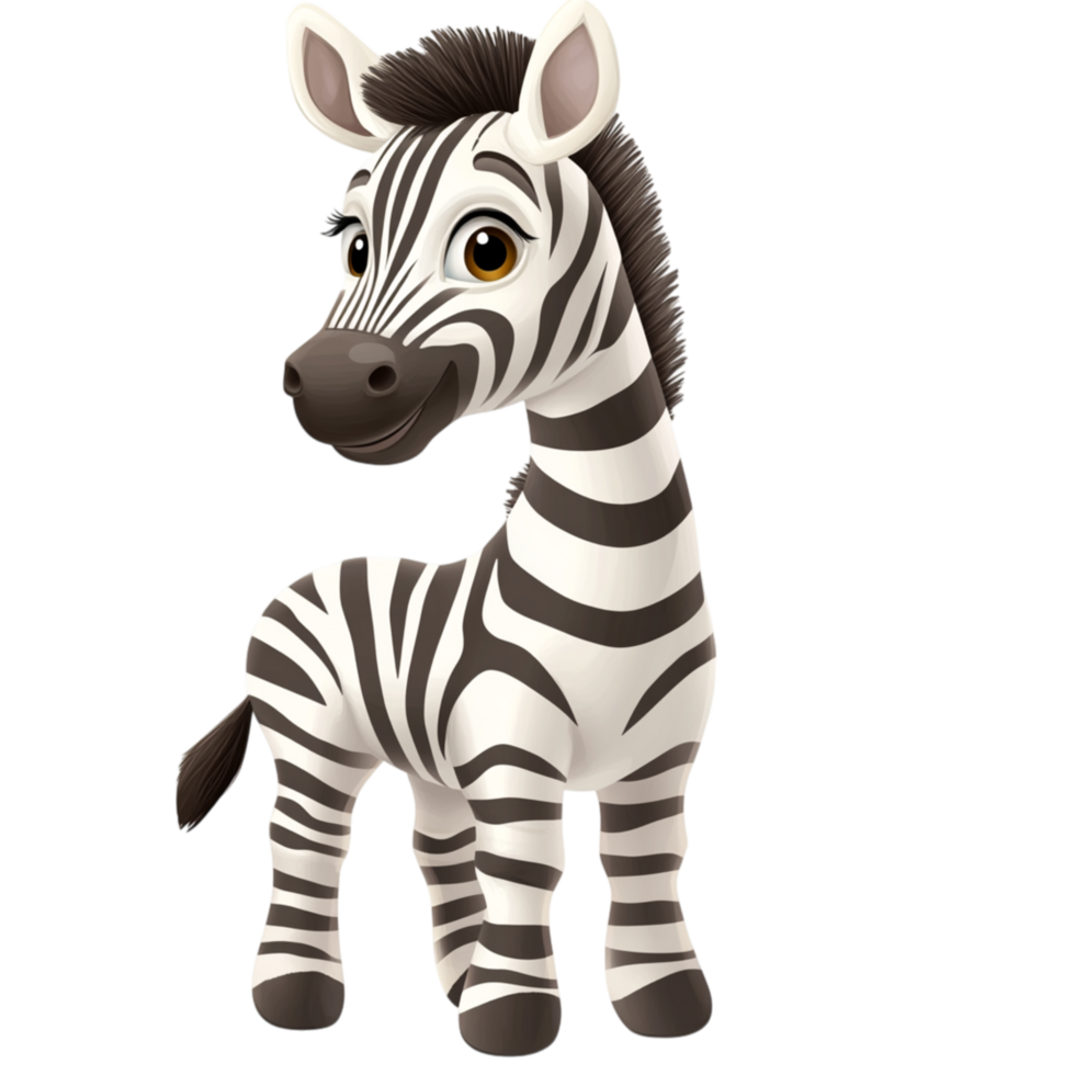 Charming Young Zebra with Detailed Fur Pattern and Fluffy Tail png