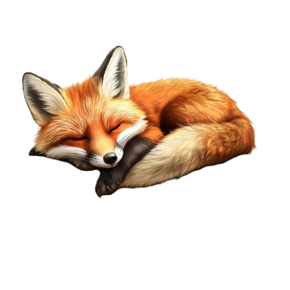 Adorable Red Fox Peacefully Sleeping with Fluffy Fur png
