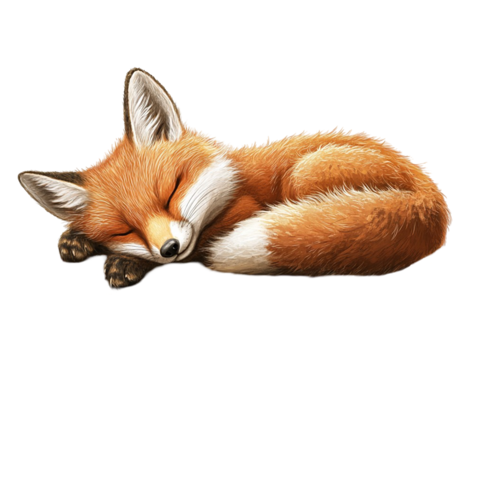 Sleeping Red Fox Curled Up in a Cozy Resting Position png