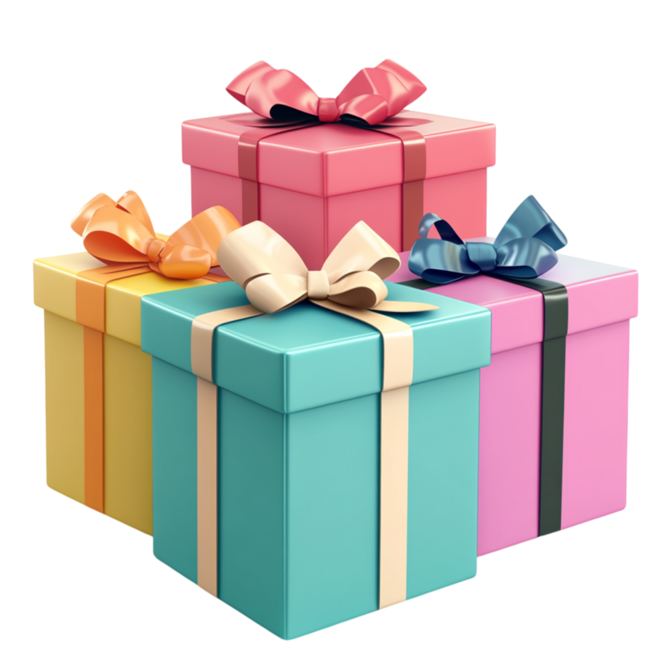 Pile of Colorful Gift Boxes with Ribbons and Bows for Holiday Celebration png