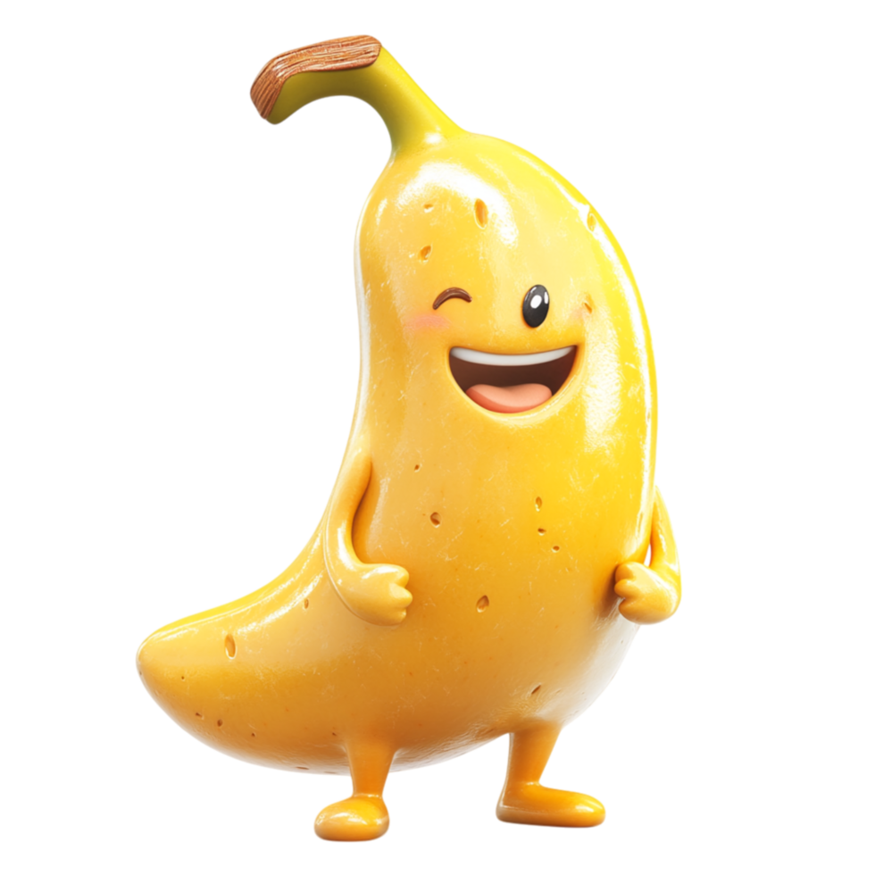 Adorable Smiling Banana Character with Funny Expressions png